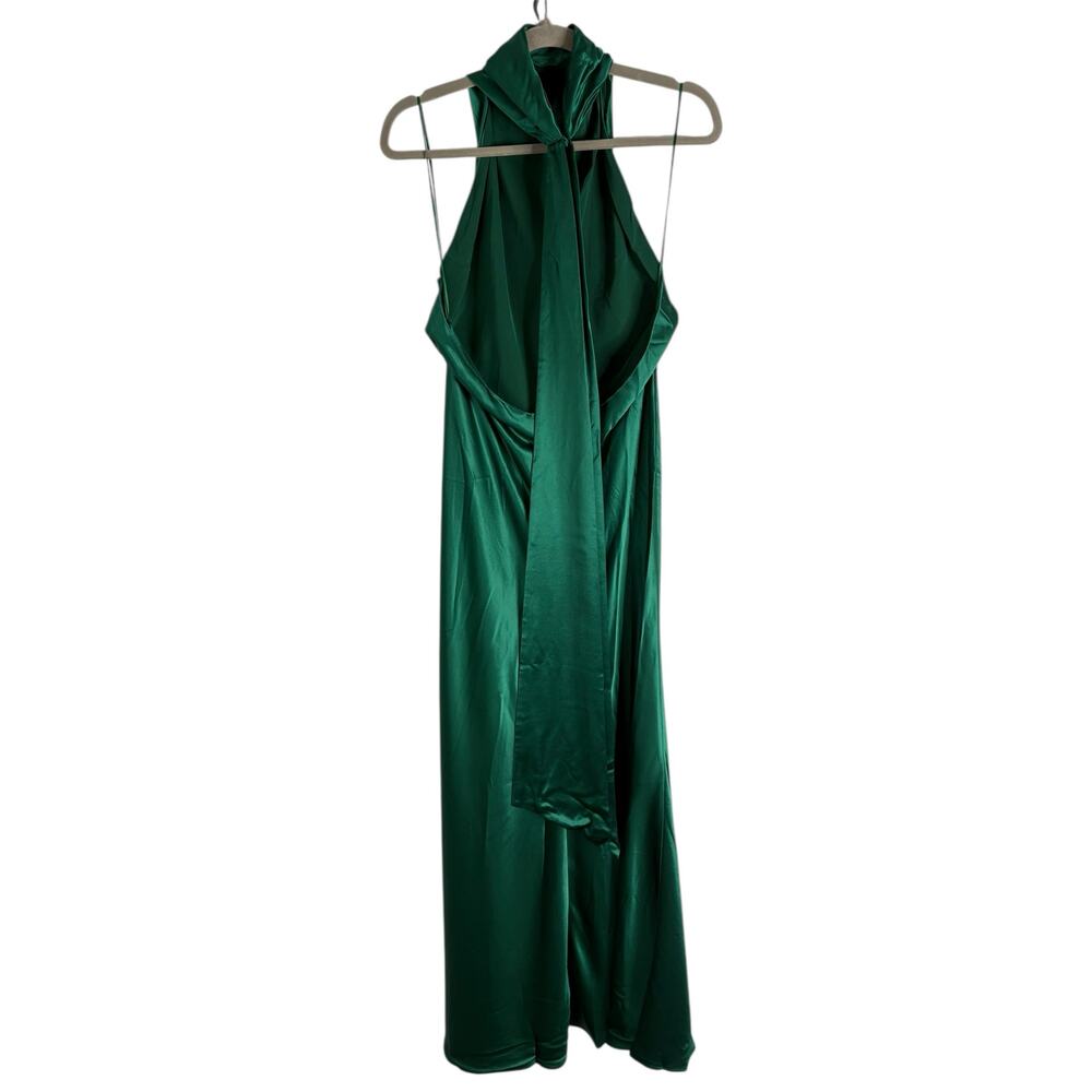 Sau Lee Penelope Halter Gown Maxi Satin Party Formal Gala Holidays Emerald Sz 8 - Picture 7 of 10